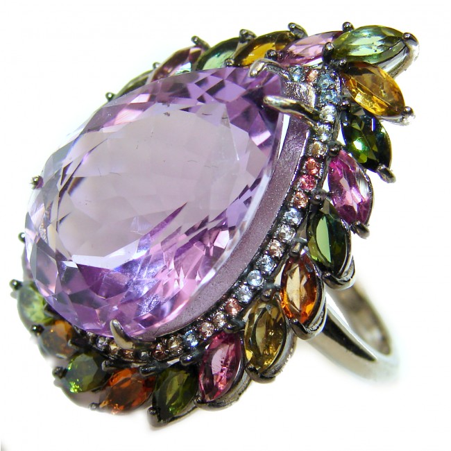 Incredible 17.7carat Amethyst .925 Sterling Silver handcrafted ring size 9