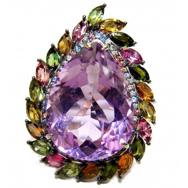 Incredible 17.7carat Amethyst .925 Sterling Silver handcrafted ring size 9