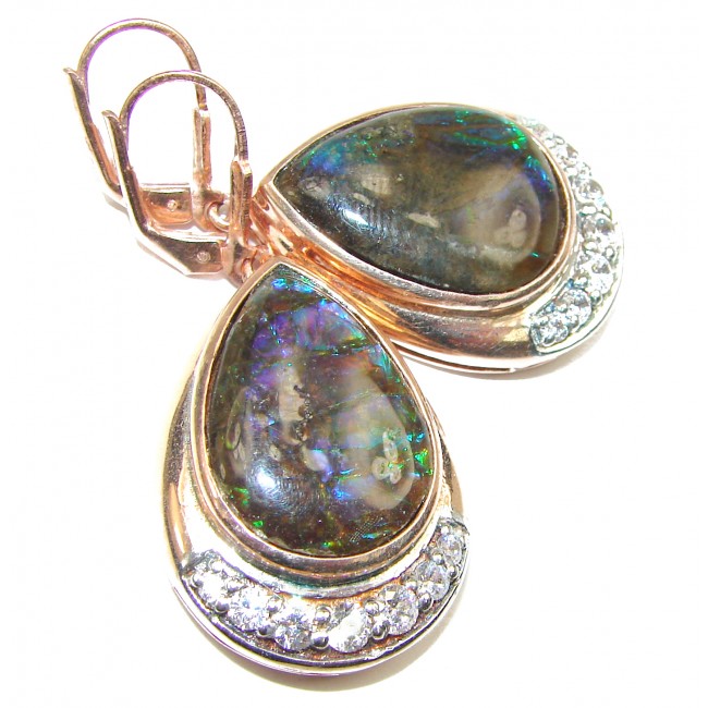 Sublime Aura Canadian Fire Ammolite .925 Sterling Silver handmade earrings