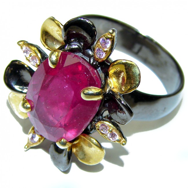 12.5 carat authentic Ruby black rhodium over .925 Sterling Silver Ring size 9 1/4