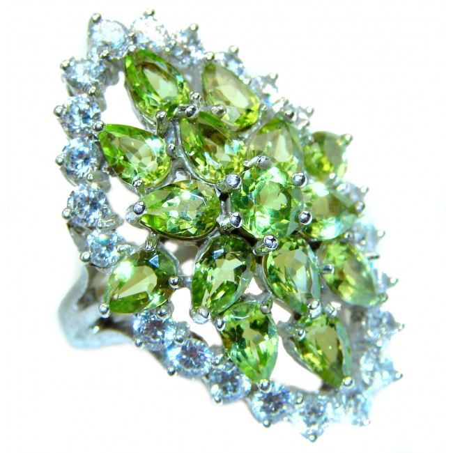 Energizing genuine Peridot .925 Sterling Silver handcrafted Ring size 8 1/4