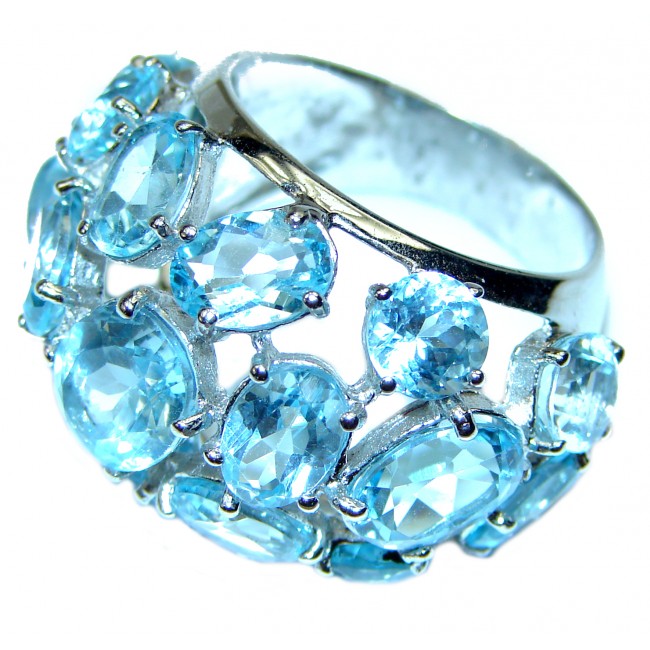 Winter Queen Swiss Blue Topaz .925 Sterling Silver handmade Ring size 8