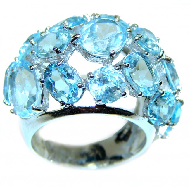 Winter Queen Swiss Blue Topaz .925 Sterling Silver handmade Ring size 8