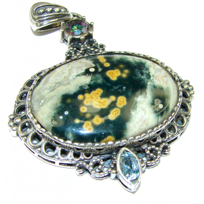 Real Beauty Ocean Jasper .925 Jasper Sterling Silver Handcrafted pendant