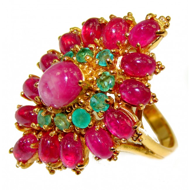 10.3 carat Star Ruby 14K Rose Gold over .925 Sterling Silver handcrafted Large Statement Ring size 8
