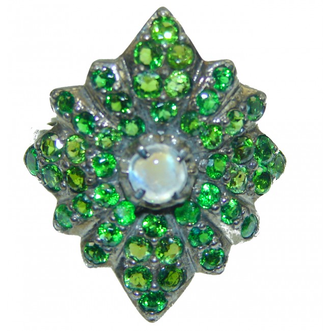 Special Chrome Diopside .925 Sterling Silver handmade ring s. 8 1/2