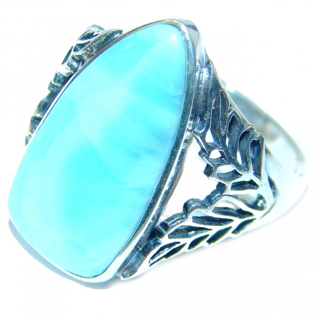 Pure Perfection 10.5 carat Larimar .925 Sterling Silver handcrafted Ring s. 8