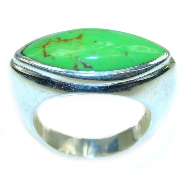 Green Turquoise .925 Sterling Silver handcrafted ring; s. 7 1/2