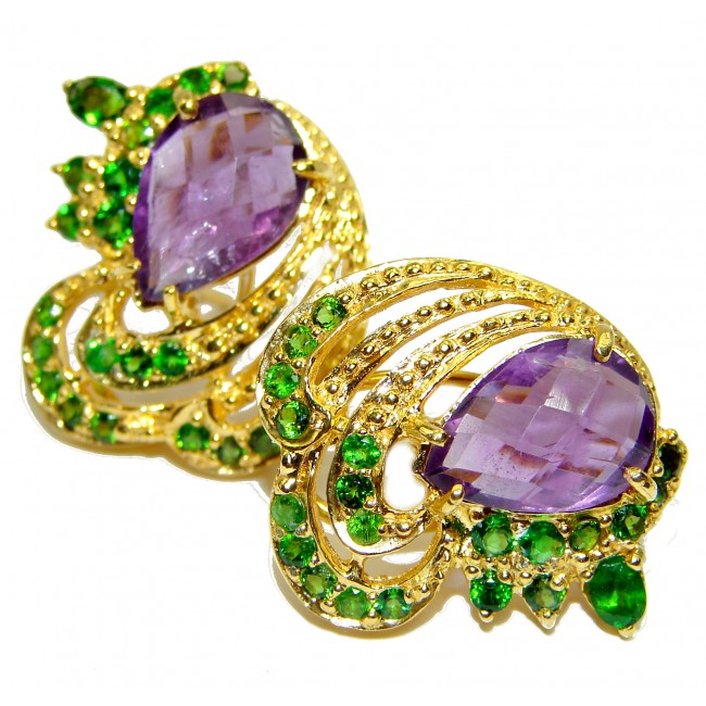 Precious Memory Amethyst 14k Gold over .925 Sterling Silver handcrafted earrings