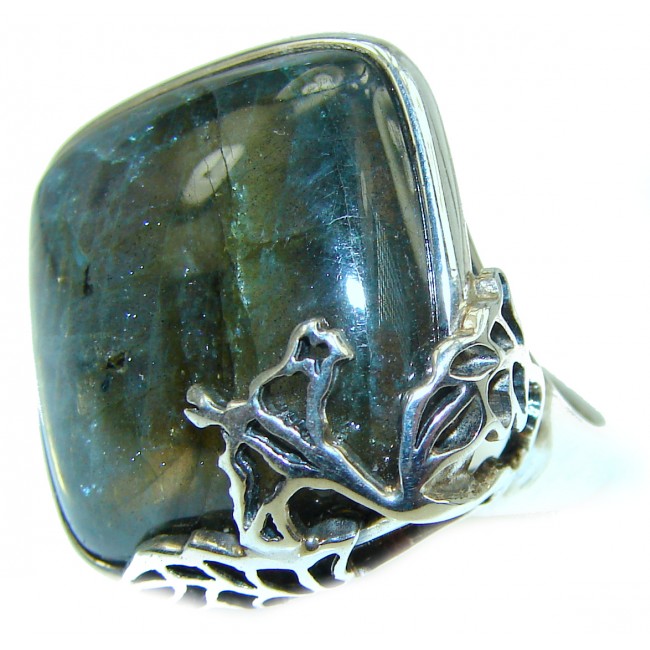 Vintage Design GENUINE Labradorite .925 Sterling Silver handcrafted ring size 8