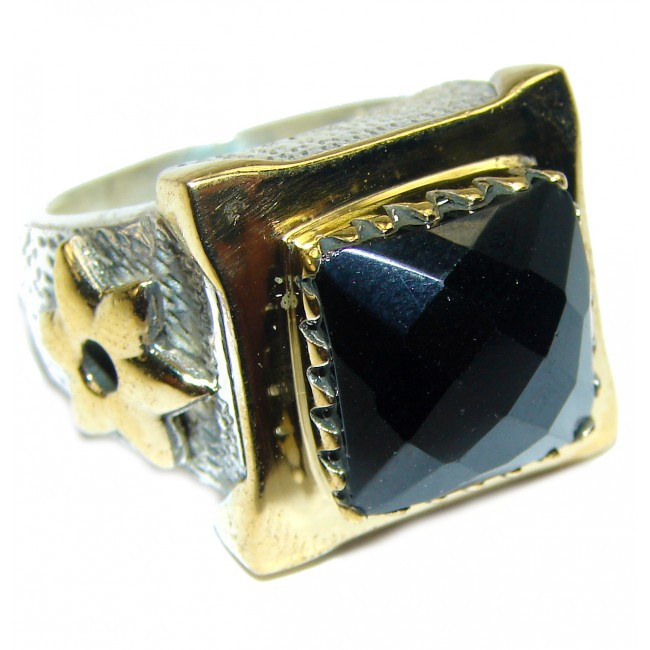 Fantastic! Black Onyx Sterling Silver Ring s. 8