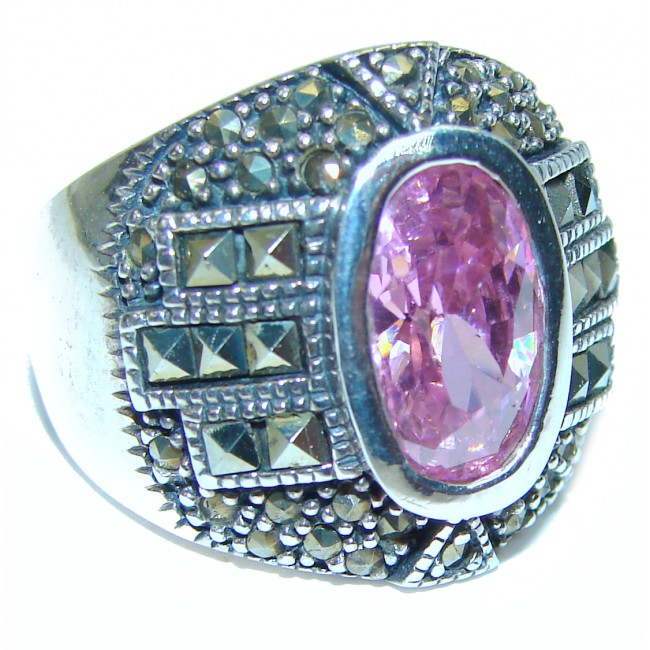 Fantastic Created Pink Kunzite Sterling Silver ring s. 6