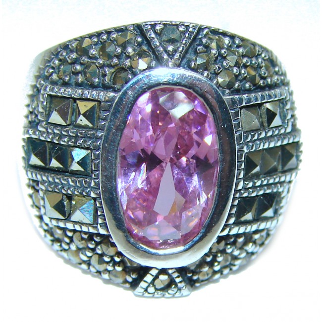 Fantastic Created Pink Kunzite Sterling Silver ring s. 6