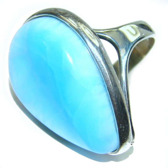Pure Perfection 85.5 carat Larimar .925 Sterling Silver handcrafted Ring s. 8