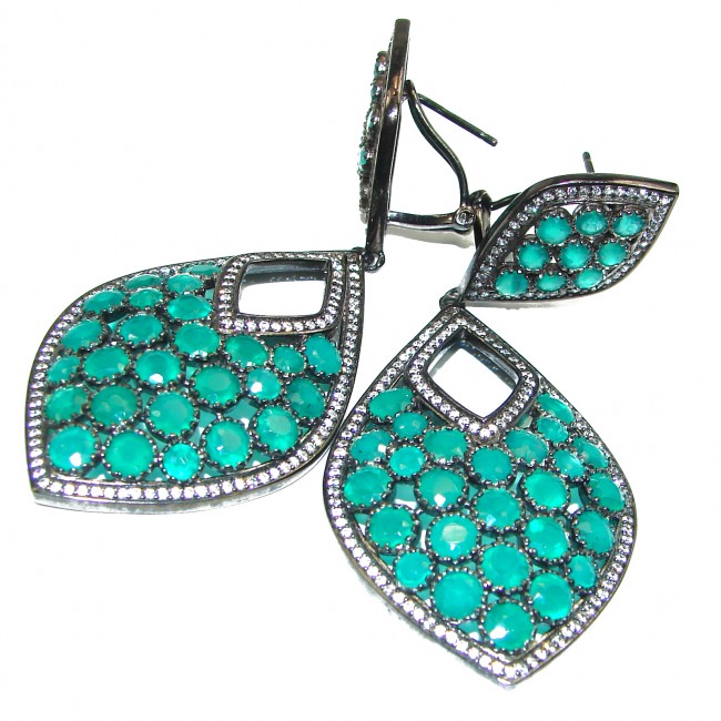 My Passion Authentic EMERALD Black rhodium over .925 Sterling Silver handcrafted earrings