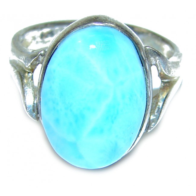 Pure Perfection 18.5 carat Larimar .925 Sterling Silver handcrafted Ring s. 5 3/4