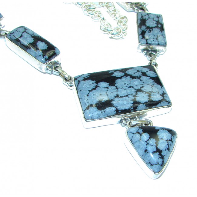 The Best quality Snowflake Obsidian .925 Sterling Silver handmade Necklace