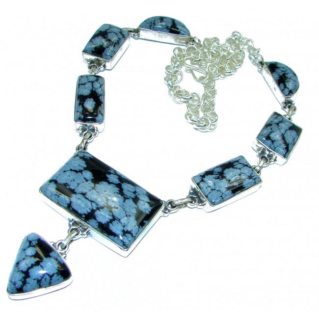 The Best quality Snowflake Obsidian .925 Sterling Silver handmade Necklace