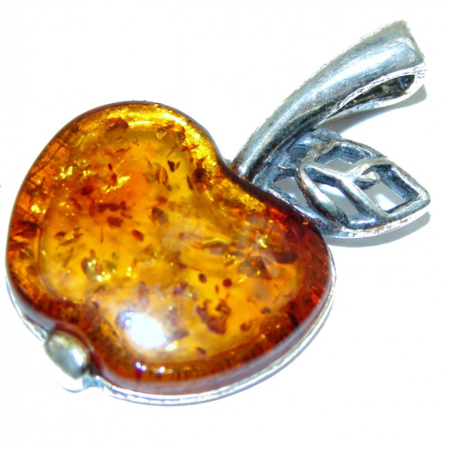 Sweet Apple Baltic Amber .925 Sterling Silver handmade Pendant