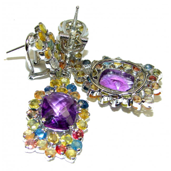 Exclusive Amethyst Sapphire .925 Sterling Silver HANDCRAFTED Earrings