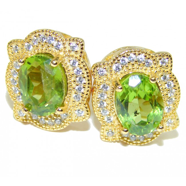 Spectacular Authentic Peridot 14K Gold over .925 Sterling Silver handmade earrings