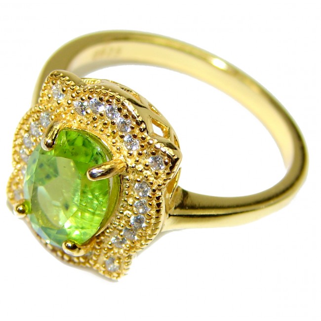 Authentic Peridot 14k Gold over .925 Sterling Silver handmade Ring size 8