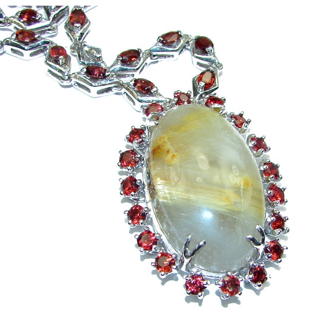 Himalayan Rutilated Quartz .925 Sterling Silver handcrafted Statement necklace