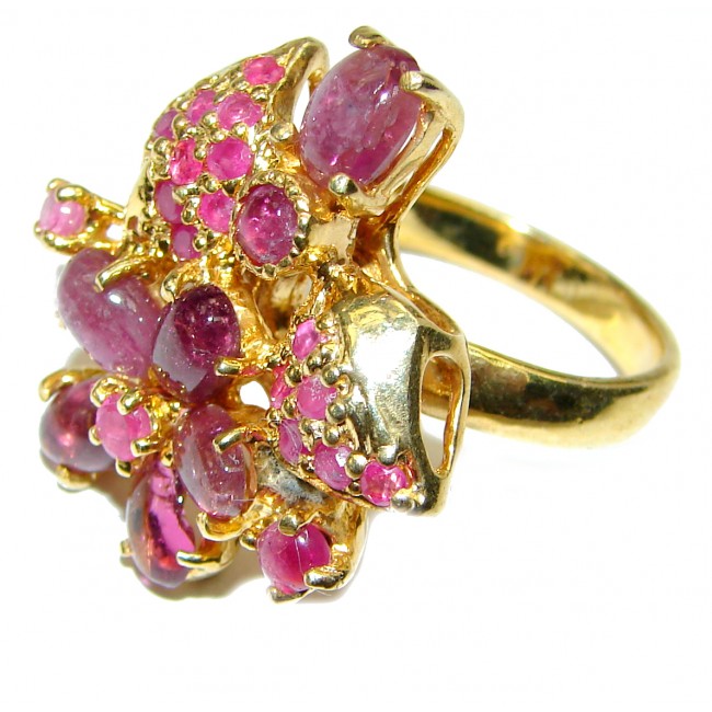 Spectacular natural Ruby 14k Gold over .925 Sterling Silver handcrafted Ring size 8 3/4
