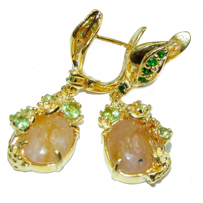 Vintage Style Authentic Mexican Fire Opal 18K Rose Gold over .925 Sterling Silver handcrafted earrings