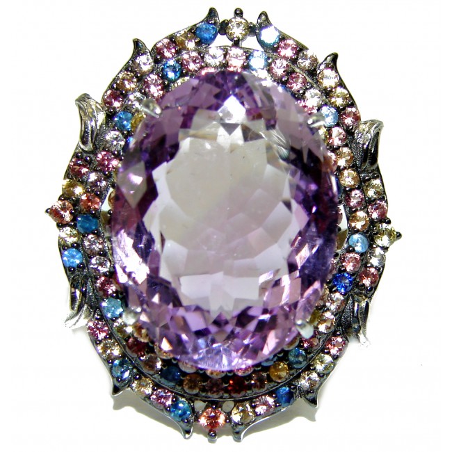 Incredible quality 14.7carat Amethyst .925 Sterling Silver handcrafted ring size 7