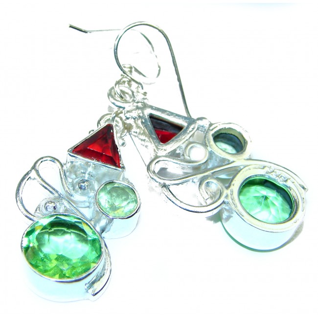 Delicate Green Peridot Quartz Sterling Silver earrings