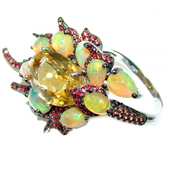 Cocktail Style 15.8 carat Natural Citrine .925 Sterling Silver handcrafted Ring s. 8