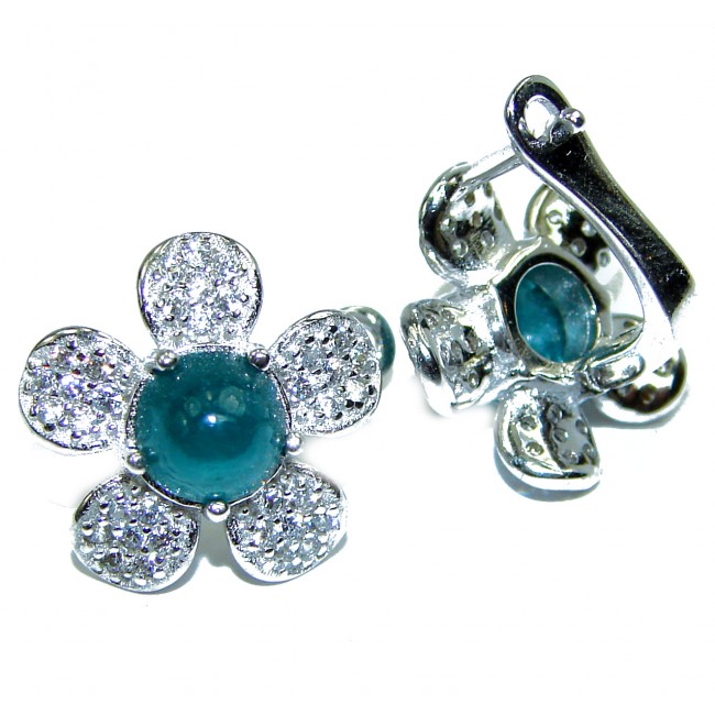 Sweat Flower Paraiba Tourmaline .925 Sterling Silver entirely handmade earrings