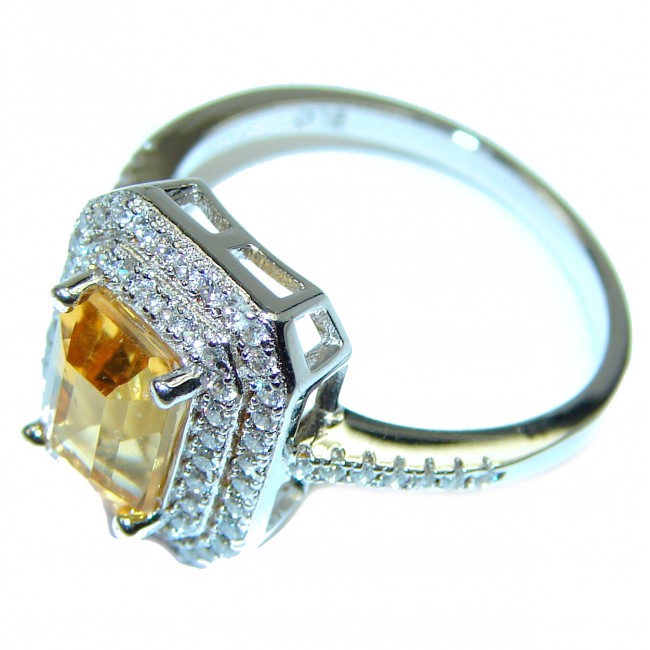 Vintage Style Citrine .925 Sterling Silver handmade Ring s. 7