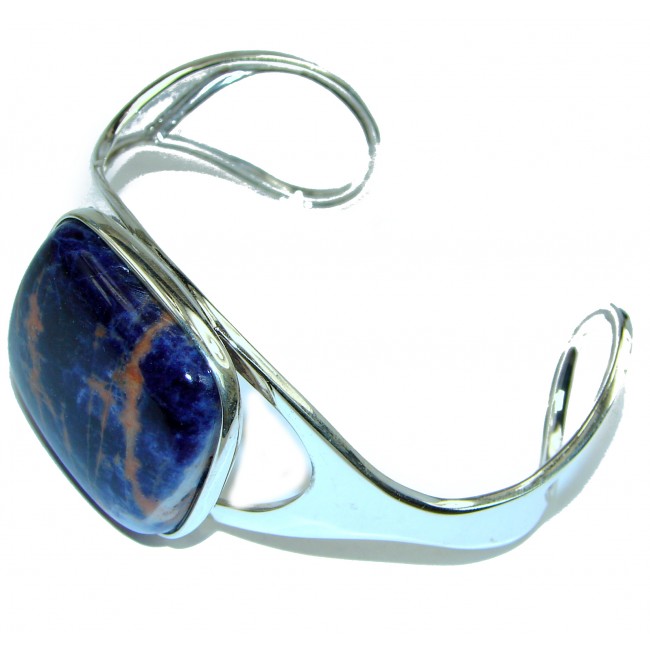 Huge Blue Marvel genuine Sodalite handcrafted .925 Sterling Silver Bracelet