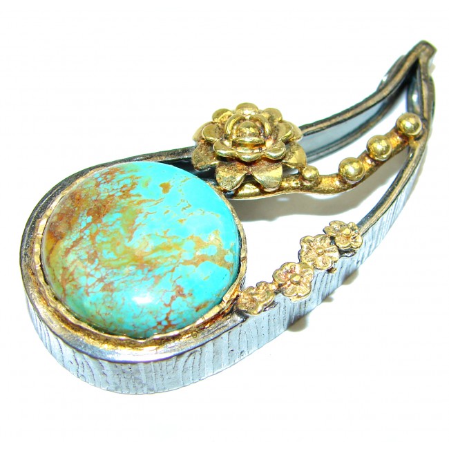 Spectacular Turquoise .925 Sterling Silver handmade pendant