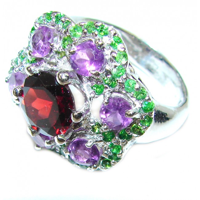 Authentic Garnet .925 Sterling Silver handmade Ring size 7