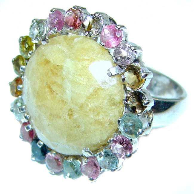 Golden Power Yellow Sapphire .925 Sterling Silver handmade ring s. 8 1/2