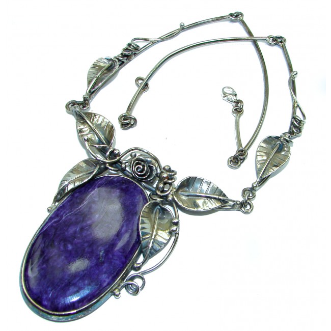 Great Quality Siberian Purple Charoite .925 Sterling Silver handmade Necklace