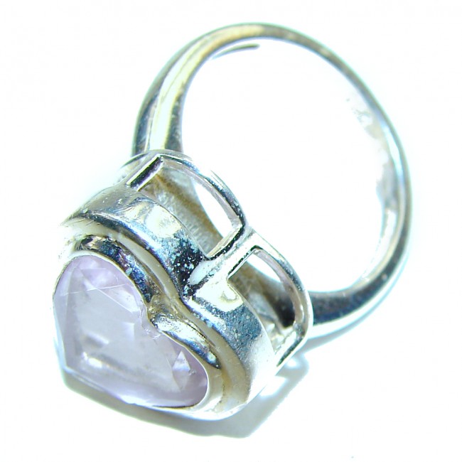 Spectacular genuine Pink quartz .925 Sterling Silver handcrafted Ring size 6
