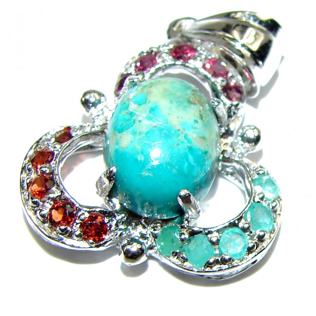 Spectacular natural Turquoise .925 Sterling Silver handmade pendant