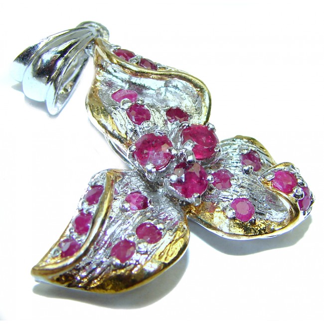 Victorian Style Kasmir Ruby .925 Sterling Silver handmade Pendant
