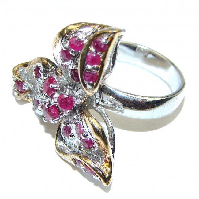 Victorian Style Kasmir Ruby .925 Sterling Silver handmade Ring size 7