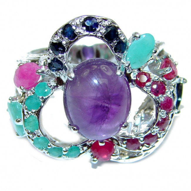 Exclusive Amethyst .925 Sterling Silver HANDCRAFTED Ring size 8