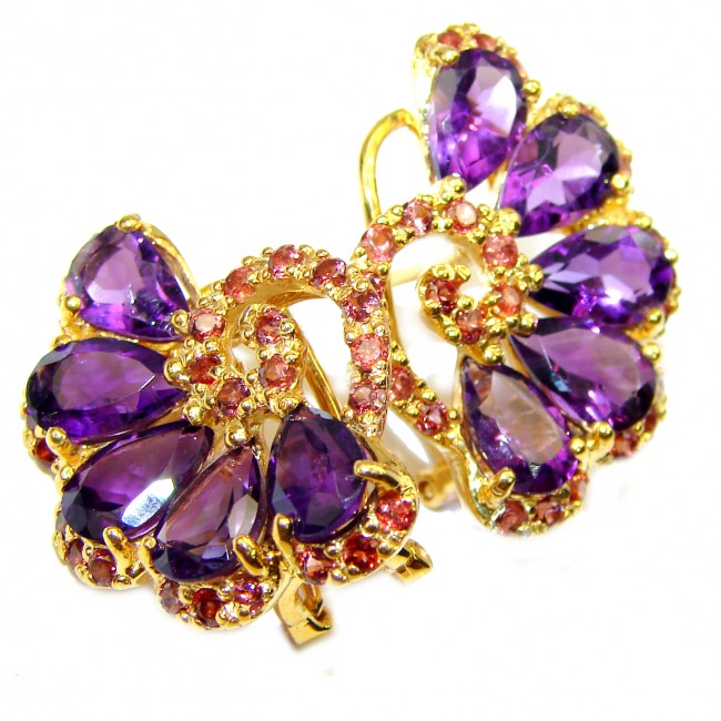 Vintage Beauty Amethyst Sapphire 14K Gold over .925 Sterling Silver earrings