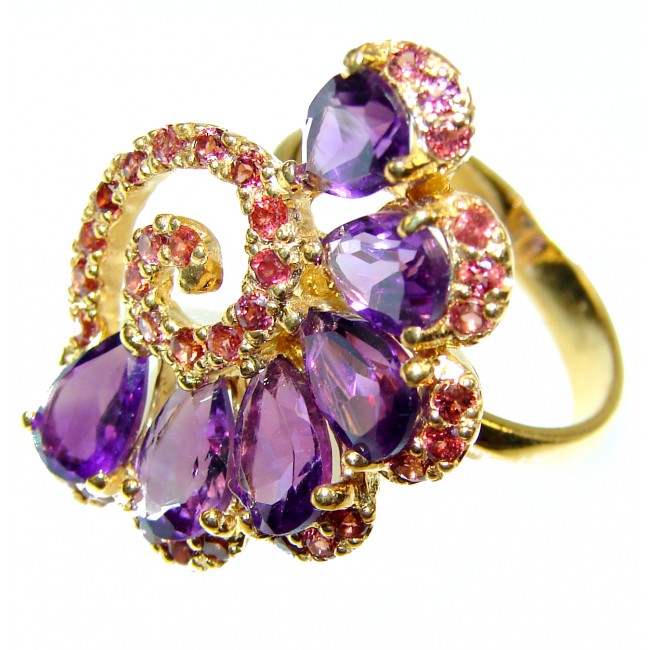 Vintage Beauty Amethyst Sapphire 14K Gold over .925 Sterling Silver Ring size 8