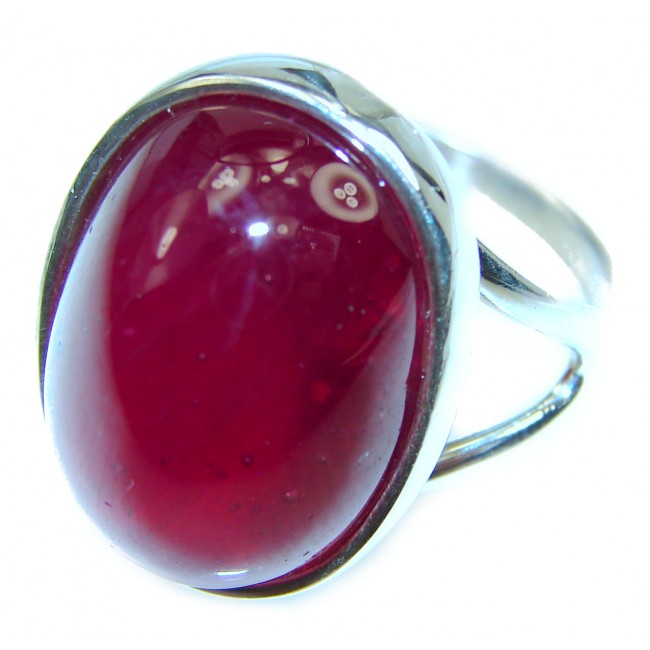 HUGE BEST quality 14.8 carat unique Ruby .925 Sterling Silver handcrafted Ring size 7 1/2