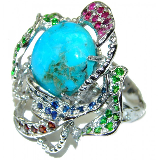 Blue Dreams Authentic Turquoise .925 Sterling Silver handcrafted ring; s. 7