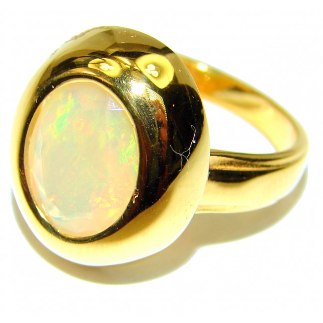 EVOLUTIONARY CREATION Genuine 18.5 carat Ethiopian Opal 18K Gold over.925 Sterling Silver handmade Ring size 6 1/4