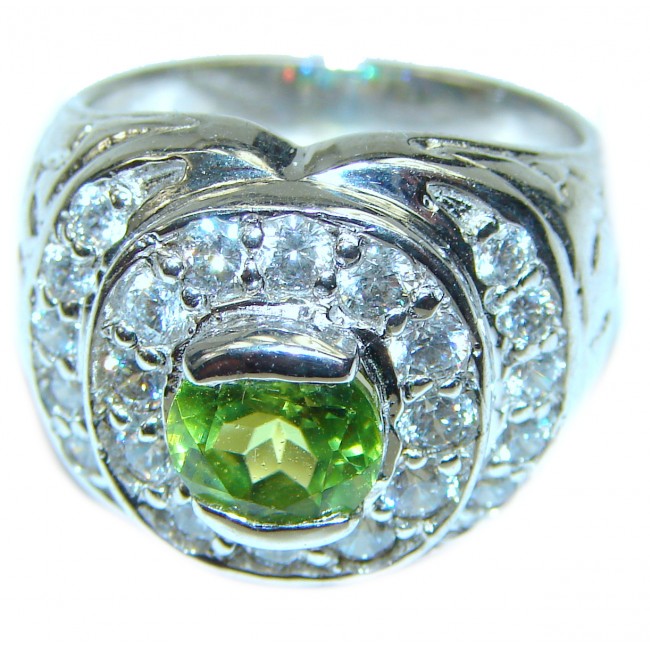 Genuine Peridot .925 Sterling Silver handcrafted Ring size 7 1/4